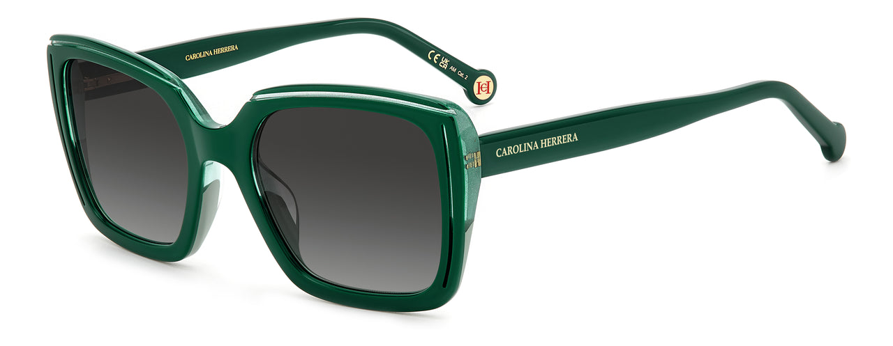 Women Carolina Herrera Sunglasses: HER 0143/G/S - Green Glitter - SpecSMART Eye Clinic (Diagonal View)