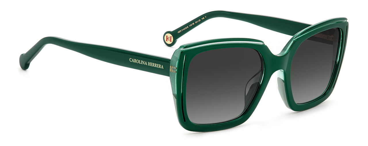 Women Carolina Herrera Sunglasses: HER 0143/G/S - Green Glitter(2) - SpecSMART Eye Clinic (Diagonal View)